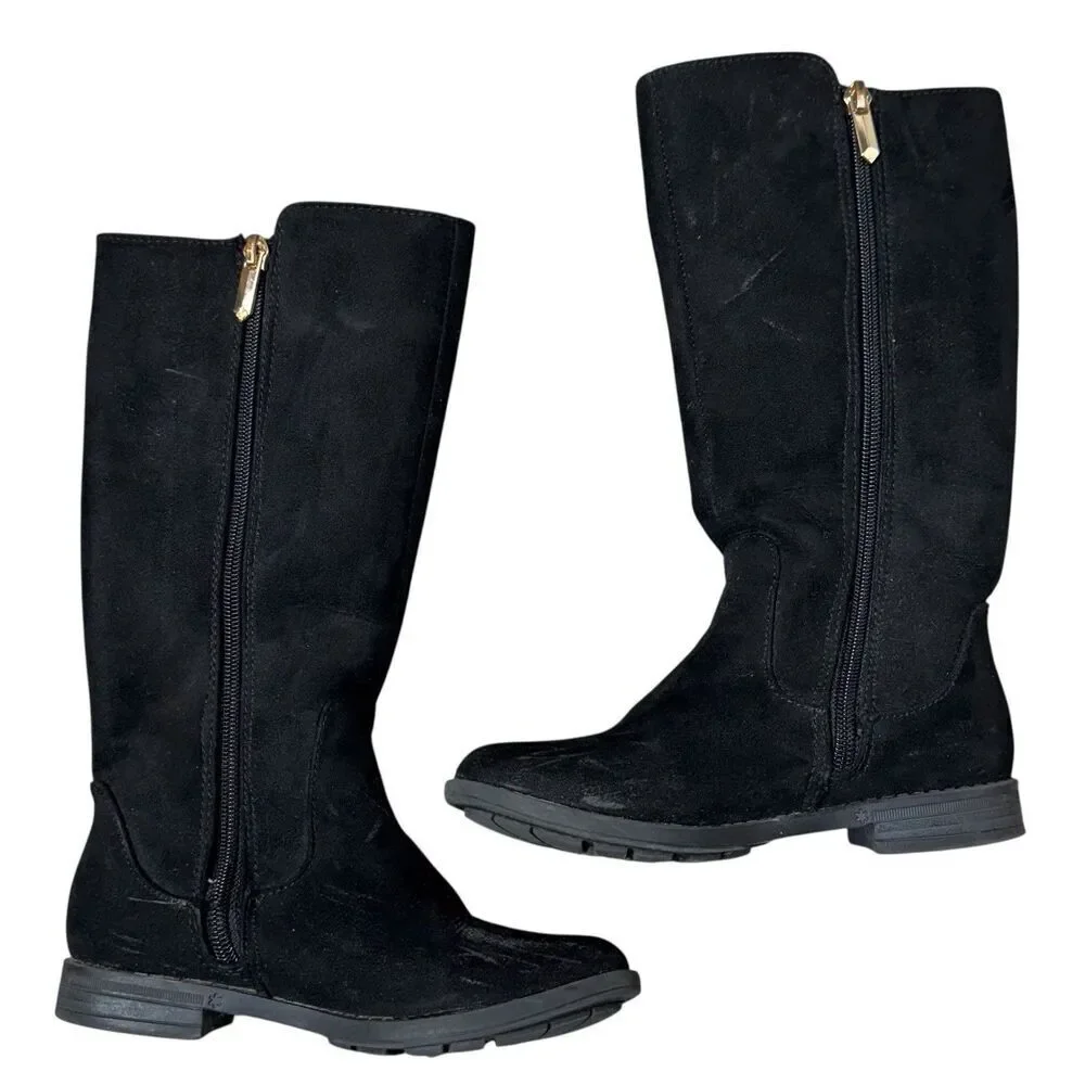 Sam Edelman Knee High Riding Boots Size 12 Black Faux Suede Zipper Equestrian